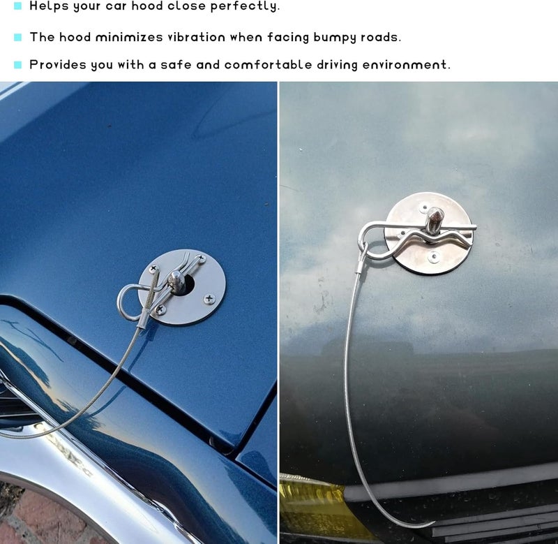 NYTKL 2 PCS Stainless Steel Car Hood Pins Kit, Quick Release Hood Cover Pin Lock Appearance Kit with Racing Lanyard, Universal Engine Bumper Bonnet Pin for Cars Trucks SUVs (Black) - Image 4